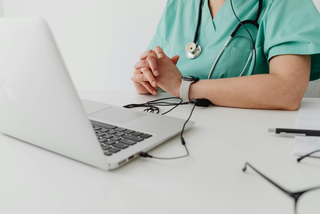 Doctor talking to a patient on online